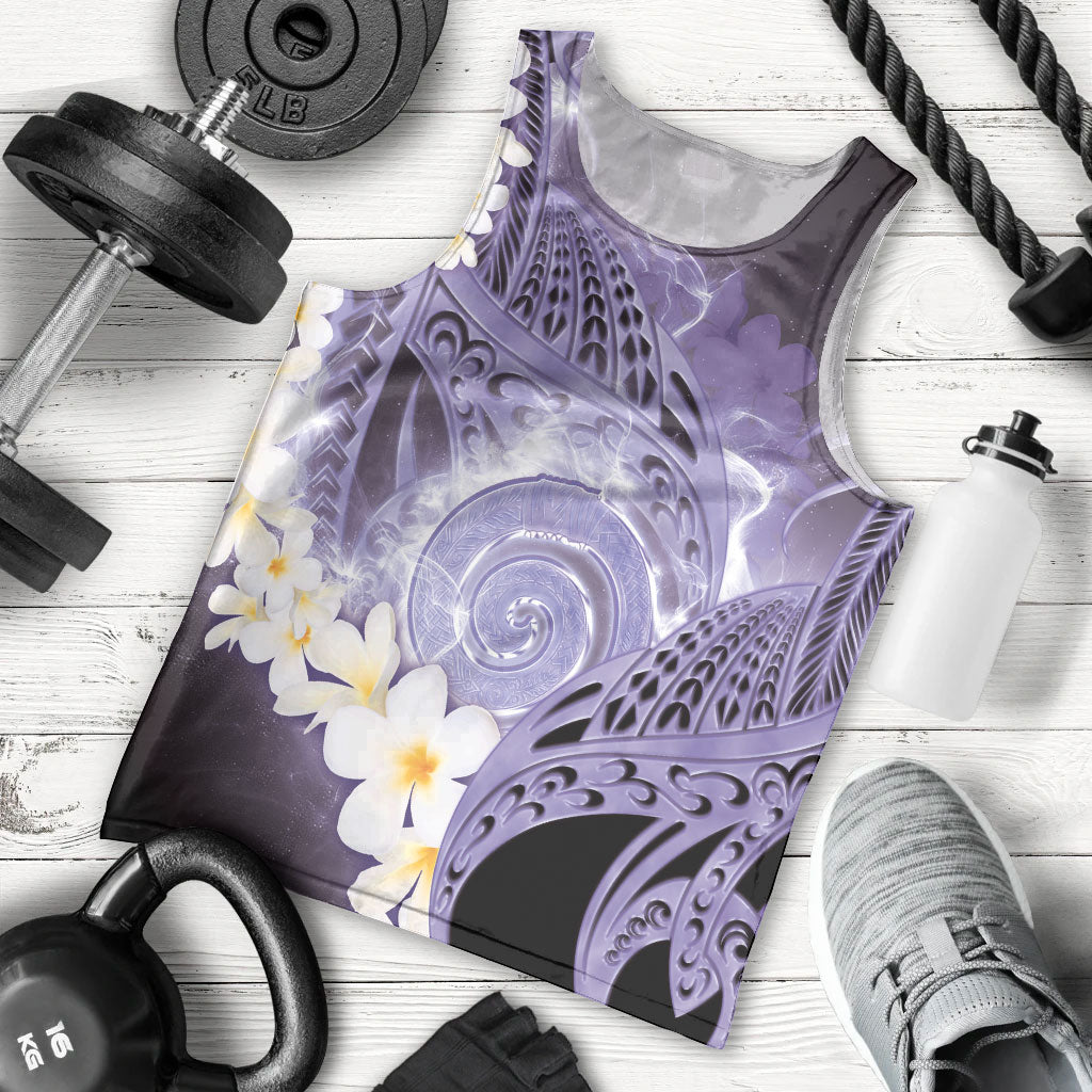 Piko Hawaiian Men Tank Top Purple Galaxy Spiral Plumeria Tribal Patterns