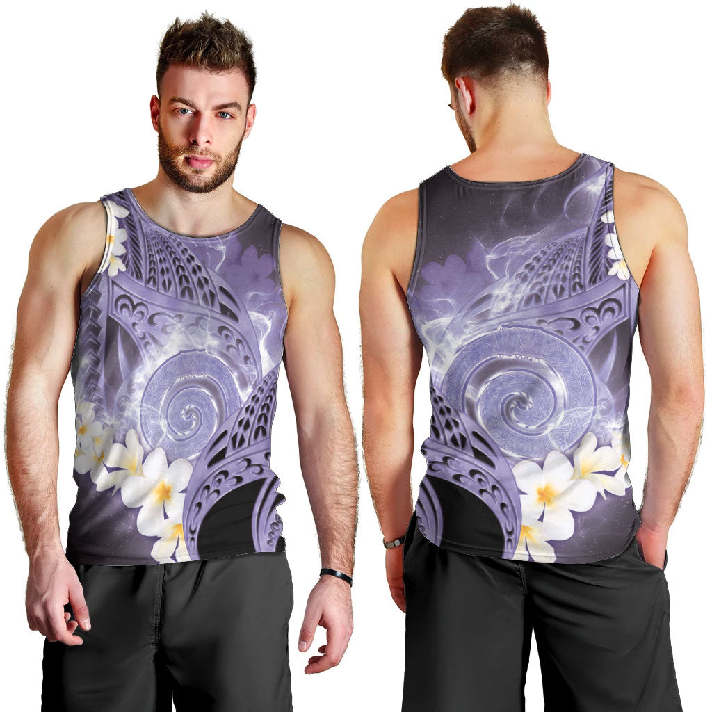 Piko Hawaiian Men Tank Top Purple Galaxy Spiral Plumeria Tribal Patterns