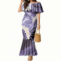 Piko Hawaiian Mermaid Dress Purple Galaxy Spiral Plumeria Tribal Patterns