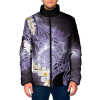 Piko Hawaiian Padded Jacket Purple Galaxy Spiral Plumeria Tribal Patterns