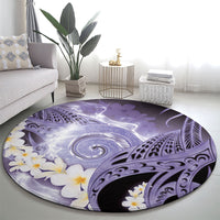 Piko Hawaiian Round Carpet Purple Galaxy Spiral Plumeria Tribal Patterns