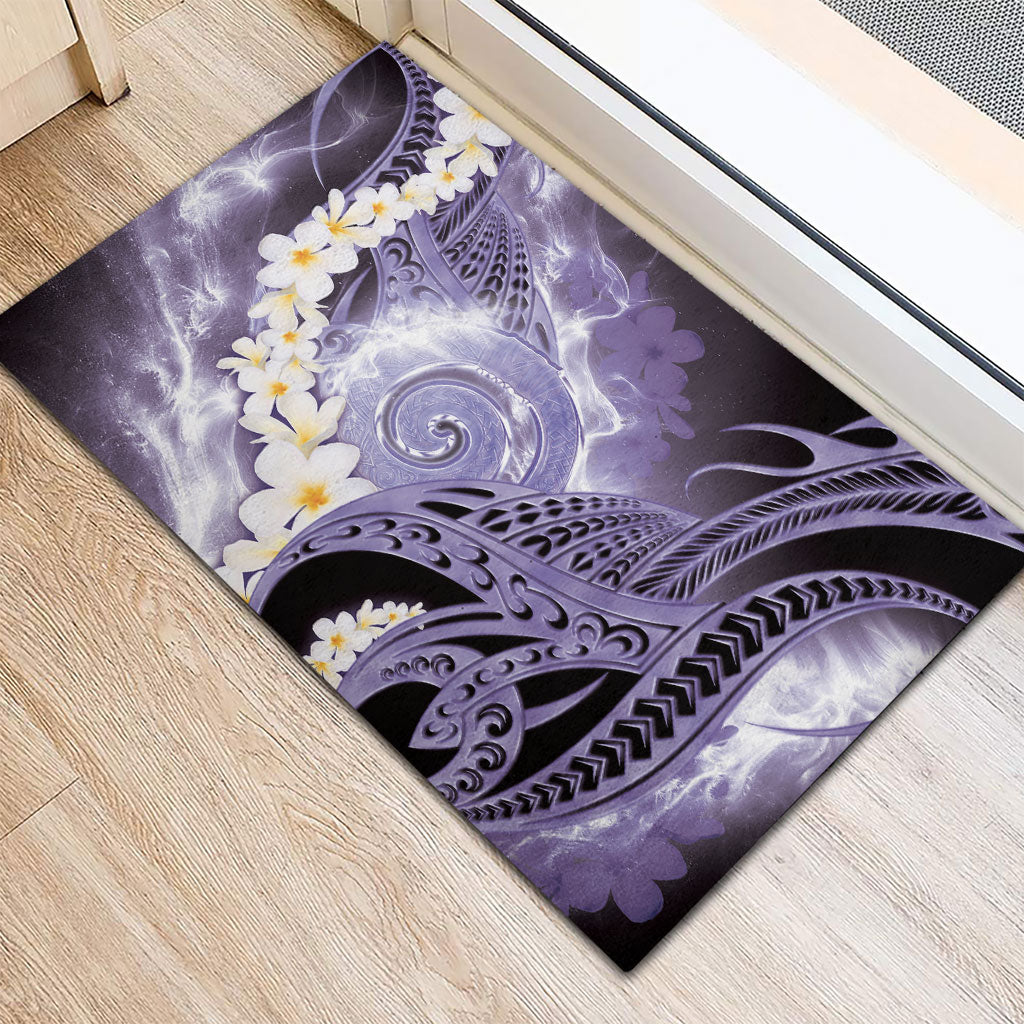 Piko Hawaiian Rubber Doormat Purple Galaxy Spiral Plumeria Tribal Patterns