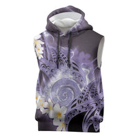 Piko Hawaiian Sleeveless Hoodie Purple Galaxy Spiral Plumeria Tribal Patterns