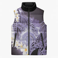 Piko Hawaiian Sleeveless Puffer Jacket Purple Galaxy Spiral Plumeria Tribal Patterns