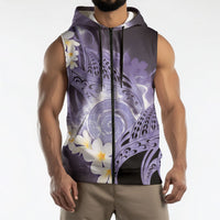 Piko Hawaiian Sleeveless Zip Hoodie Purple Galaxy Spiral Plumeria Tribal Patterns