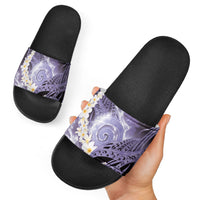 Piko Hawaiian Slide Sandals Purple Galaxy Spiral Plumeria Tribal Patterns