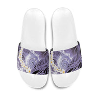 Piko Hawaiian Slide Sandals Purple Galaxy Spiral Plumeria Tribal Patterns