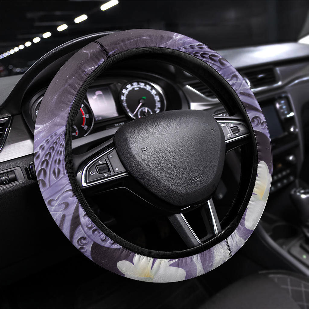 Piko Hawaiian Steering Wheel Cover Purple Galaxy Spiral Plumeria Tribal Patterns