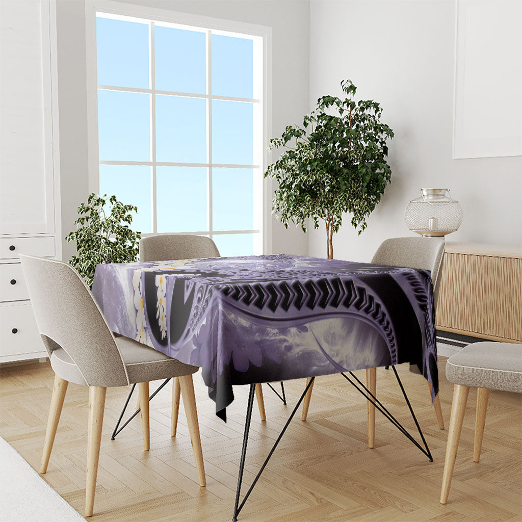 Piko Hawaiian Tablecloth Purple Galaxy Spiral Plumeria Tribal Patterns