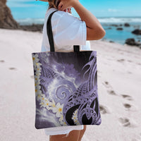 Piko Hawaiian Tote Bag Purple Galaxy Spiral Plumeria Tribal Patterns