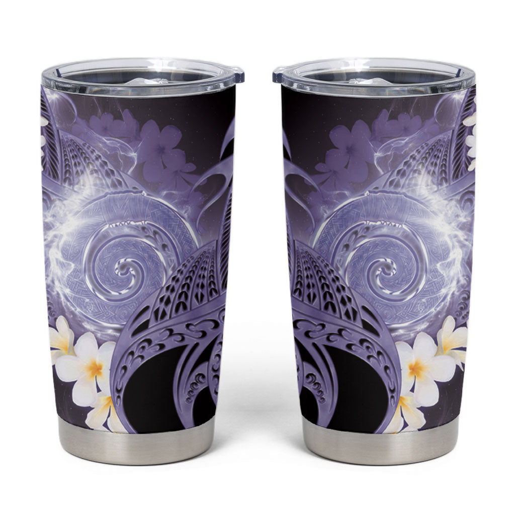 Piko Hawaiian Tumbler Cup Purple Galaxy Spiral Plumeria Tribal Patterns