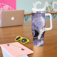 Piko Hawaiian Tumbler With Handle Purple Galaxy Spiral Plumeria Tribal Patterns