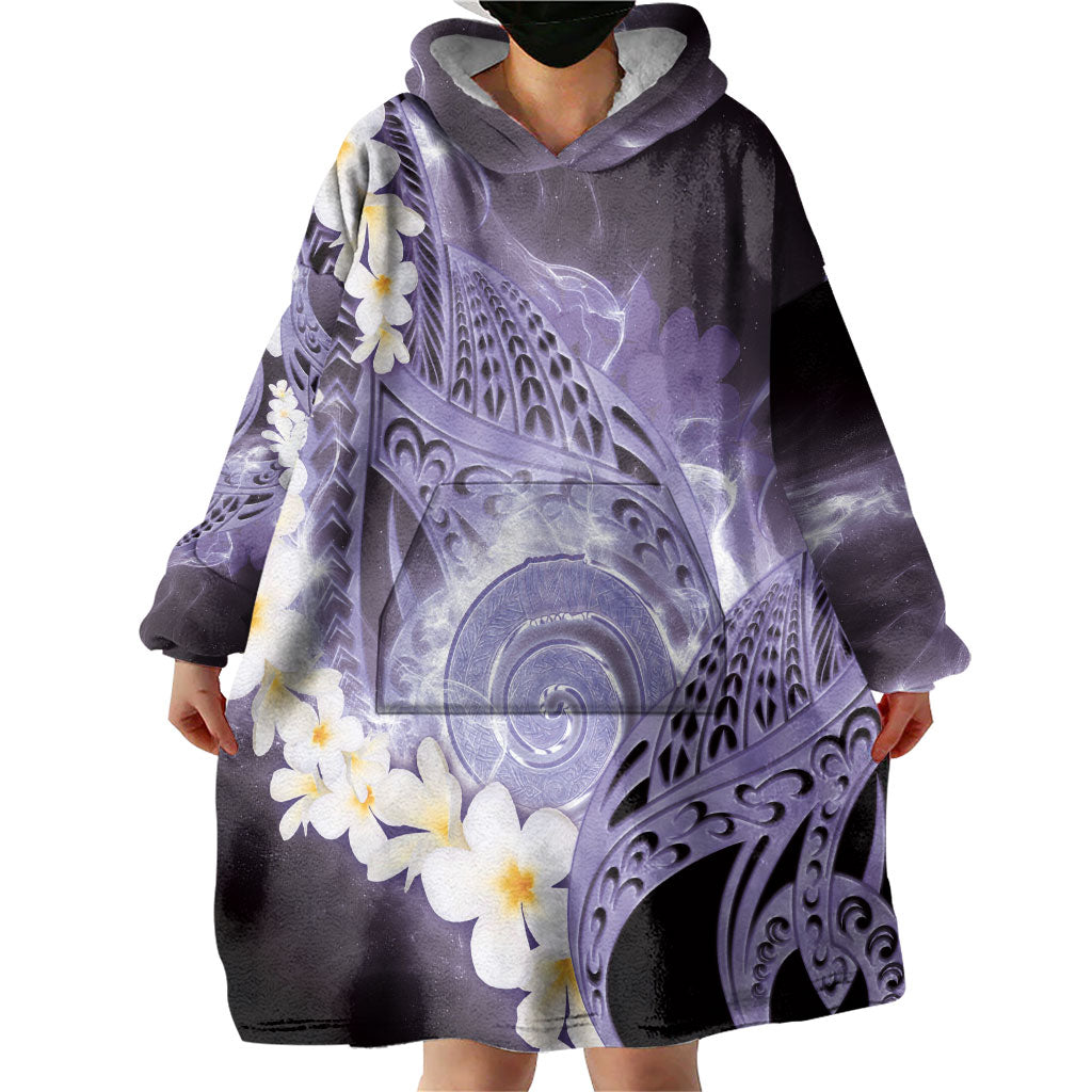 Piko Hawaiian Wearable Blanket Hoodie Purple Galaxy Spiral Plumeria Tribal Patterns