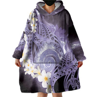 Piko Hawaiian Wearable Blanket Hoodie Purple Galaxy Spiral Plumeria Tribal Patterns