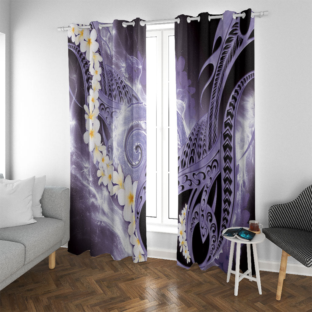 Piko Hawaiian Window Curtain Purple Galaxy Spiral Plumeria Tribal Patterns