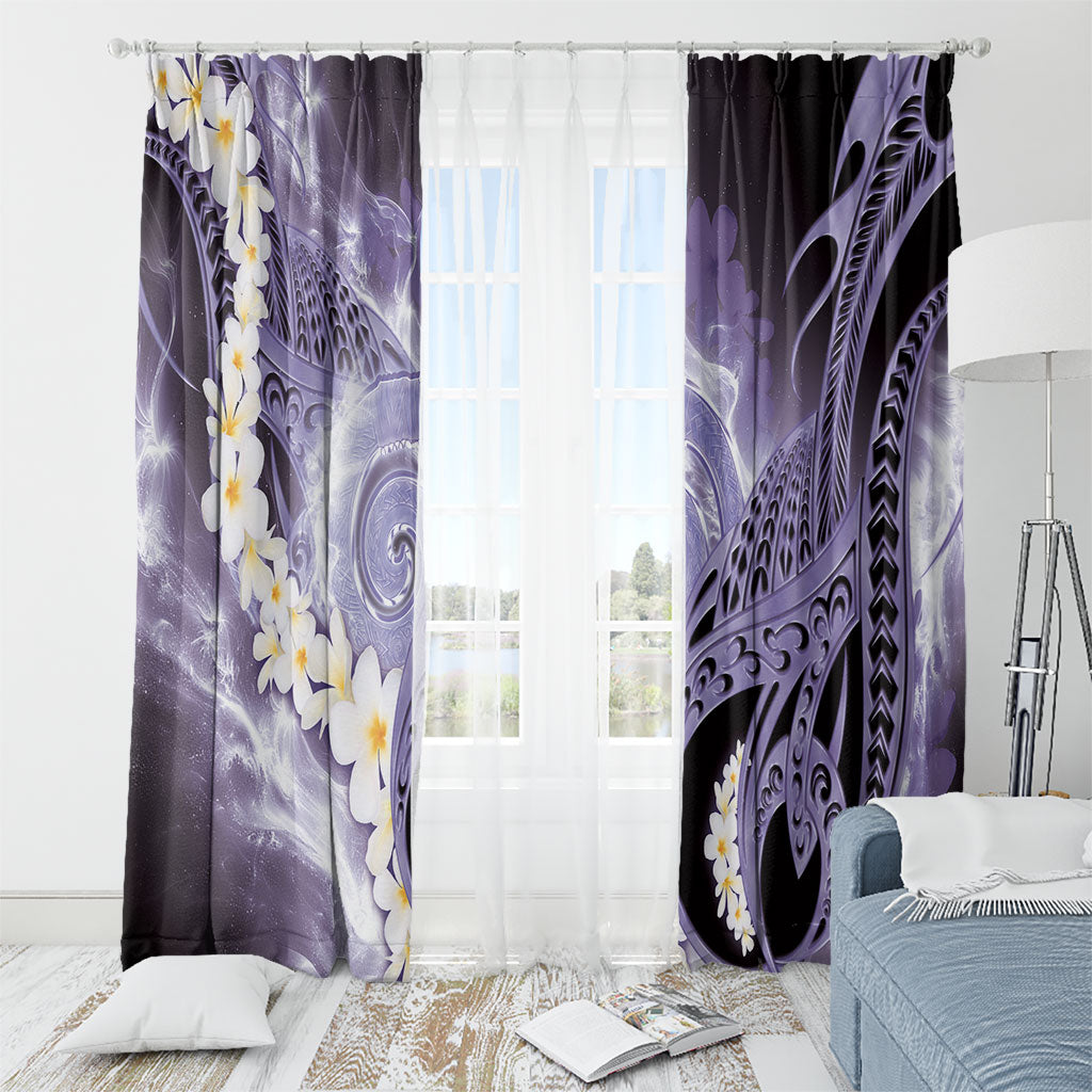 Piko Hawaiian Window Curtain Purple Galaxy Spiral Plumeria Tribal Patterns