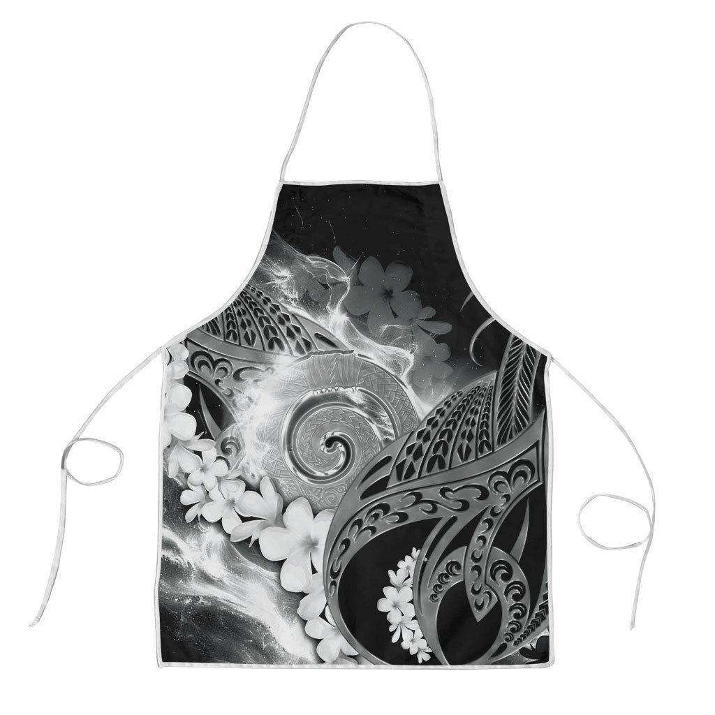 Piko Hawaiian Apron Monochrome Galaxy Spiral Plumeria Tribal Patterns