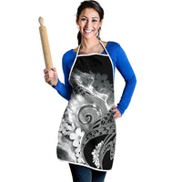 Piko Hawaiian Apron Monochrome Galaxy Spiral Plumeria Tribal Patterns