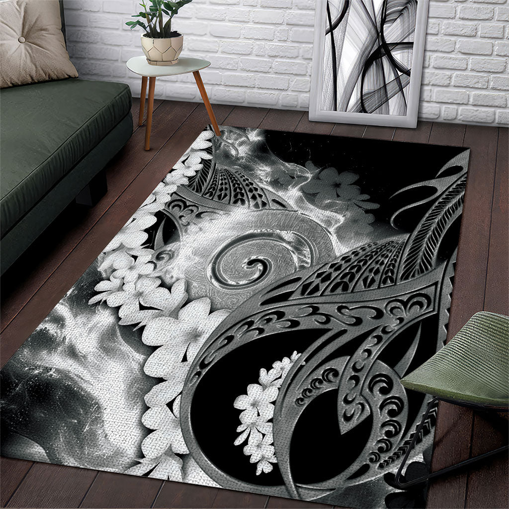 Piko Hawaiian Area Rug Monochrome Galaxy Spiral Plumeria Tribal Patterns
