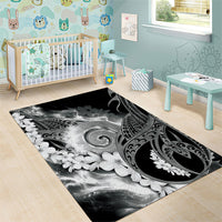 Piko Hawaiian Area Rug Monochrome Galaxy Spiral Plumeria Tribal Patterns