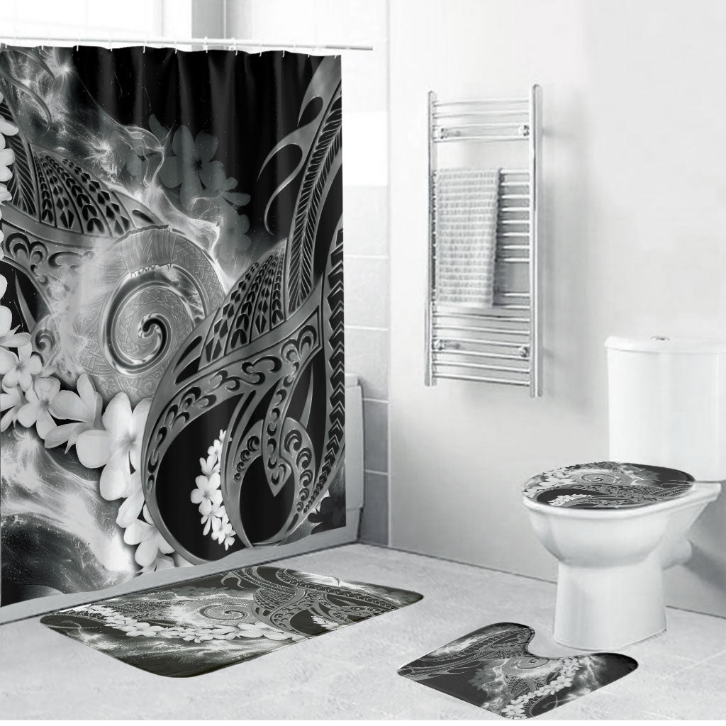 Piko Hawaiian Bathroom Set Monochrome Galaxy Spiral Plumeria Tribal Patterns