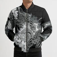 Piko Hawaiian Bomber Puffer Jacket Monochrome Galaxy Spiral Plumeria Tribal Patterns