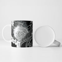 Piko Hawaiian Ceramic Mug Monochrome Galaxy Spiral Plumeria Tribal Patterns