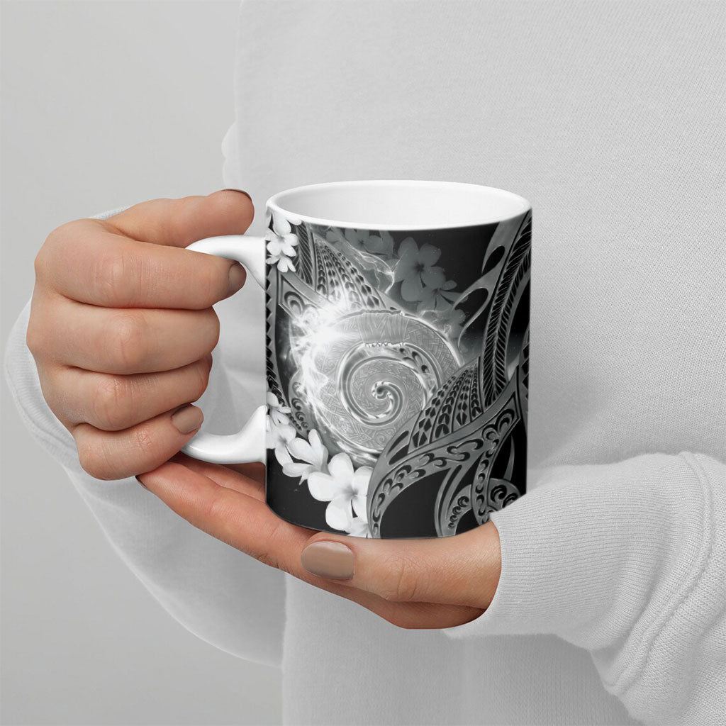 Piko Hawaiian Ceramic Mug Monochrome Galaxy Spiral Plumeria Tribal Patterns
