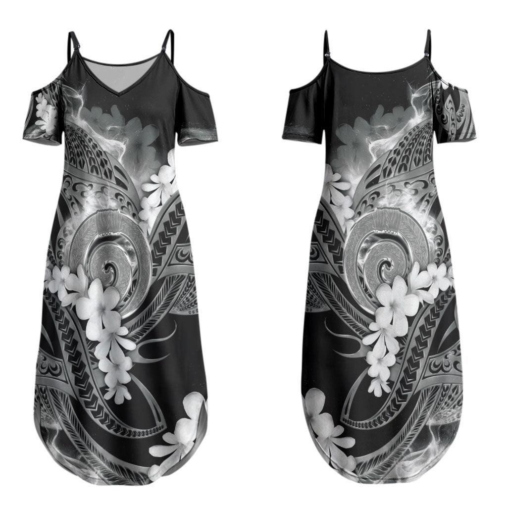 Piko Hawaiian Couples Matching Summer Maxi Dress and Hawaiian Shirt Monochrome Galaxy Spiral Plumeria Tribal Patterns