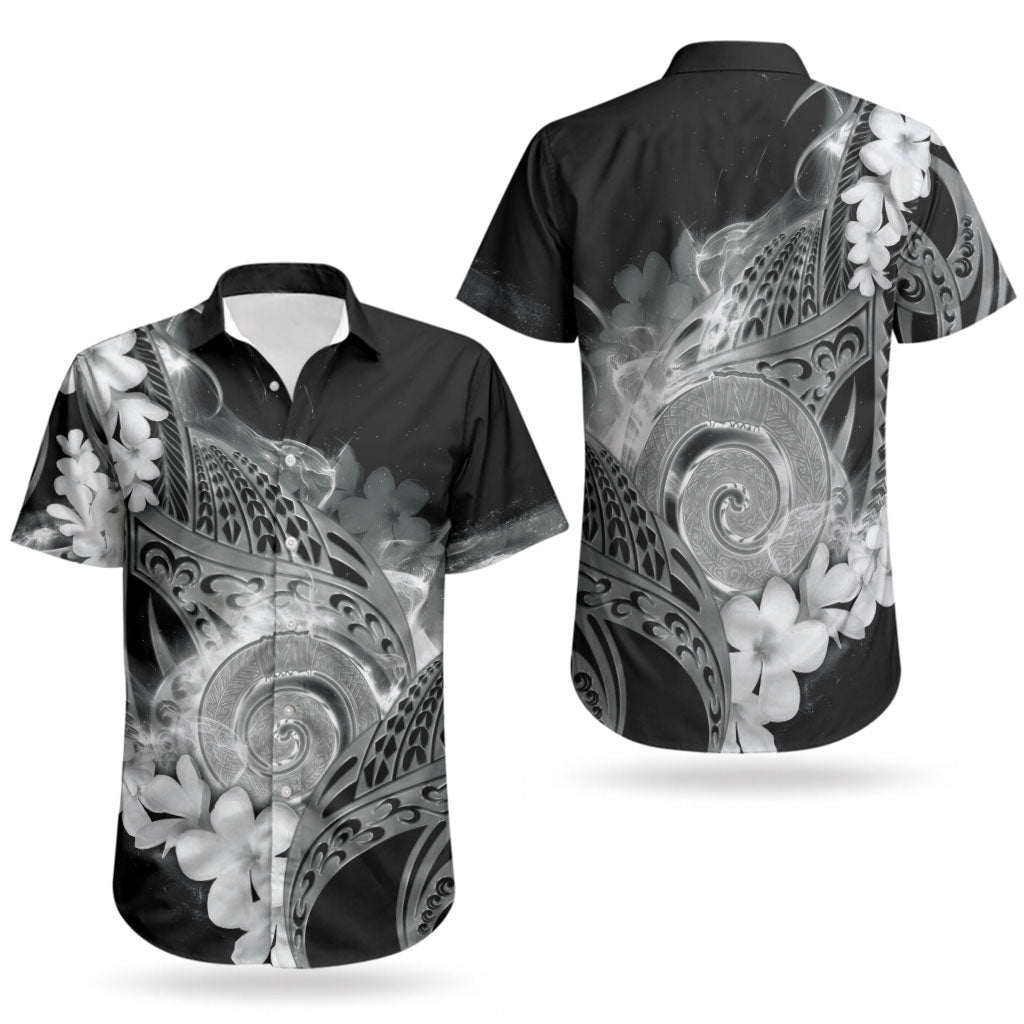 Piko Hawaiian Couples Matching Tank Maxi Dress and Hawaiian Shirt Monochrome Galaxy Spiral Plumeria Tribal Patterns