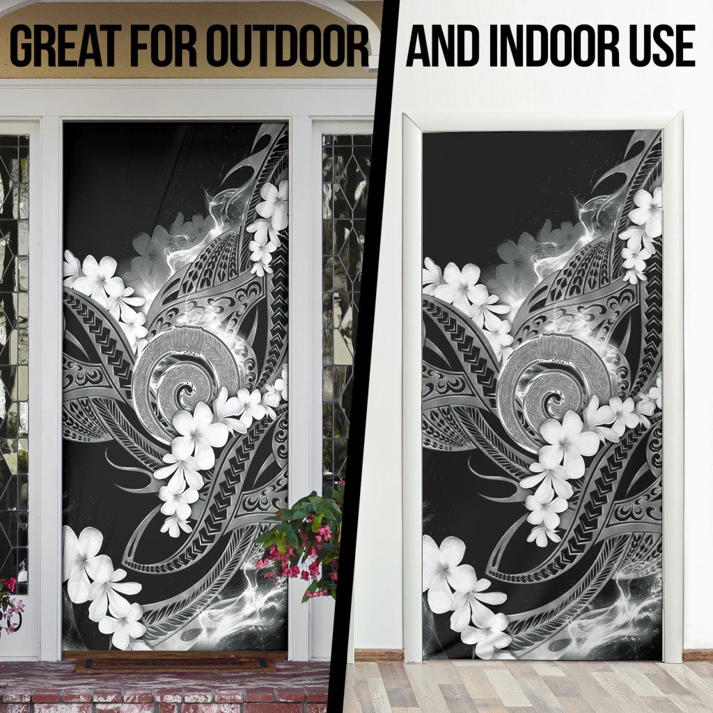 Piko Hawaiian Door Cover Monochrome Galaxy Spiral Plumeria Tribal Patterns
