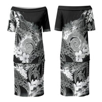 Piko Hawaiian Family Matching Puletasi and Hawaiian Shirt Monochrome Galaxy Spiral Plumeria Tribal Patterns
