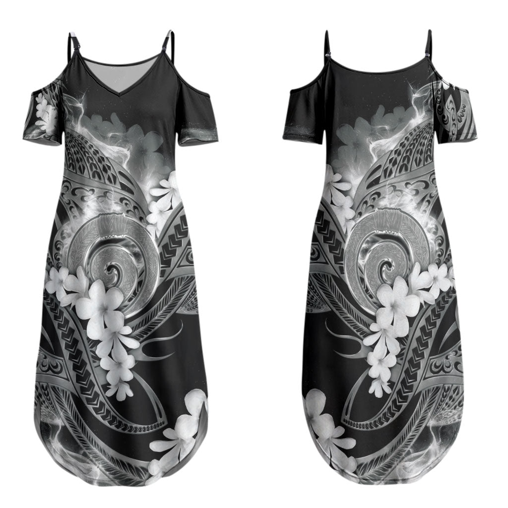 Piko Hawaiian Family Matching Summer Maxi Dress and Hawaiian Shirt Monochrome Galaxy Spiral Plumeria Tribal Patterns