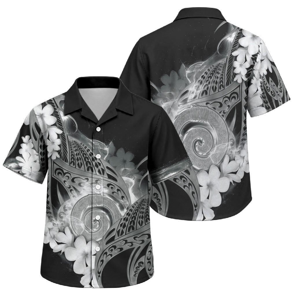 Piko Hawaiian Family Matching Summer Maxi Dress and Hawaiian Shirt Monochrome Galaxy Spiral Plumeria Tribal Patterns