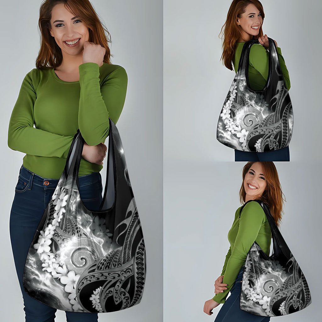 Piko Hawaiian Grocery Bag Monochrome Galaxy Spiral Plumeria Tribal Patterns