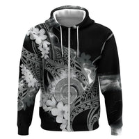 Piko Hawaiian Hoodie Monochrome Galaxy Spiral Plumeria Tribal Patterns