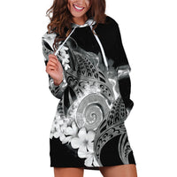 Piko Hawaiian Hoodie Dress Monochrome Galaxy Spiral Plumeria Tribal Patterns
