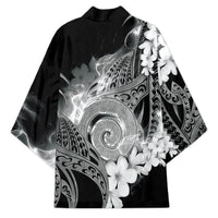 Piko Hawaiian Kimono Monochrome Galaxy Spiral Plumeria Tribal Patterns