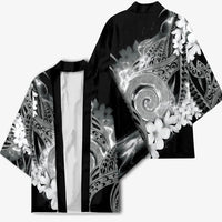 Piko Hawaiian Kimono Monochrome Galaxy Spiral Plumeria Tribal Patterns