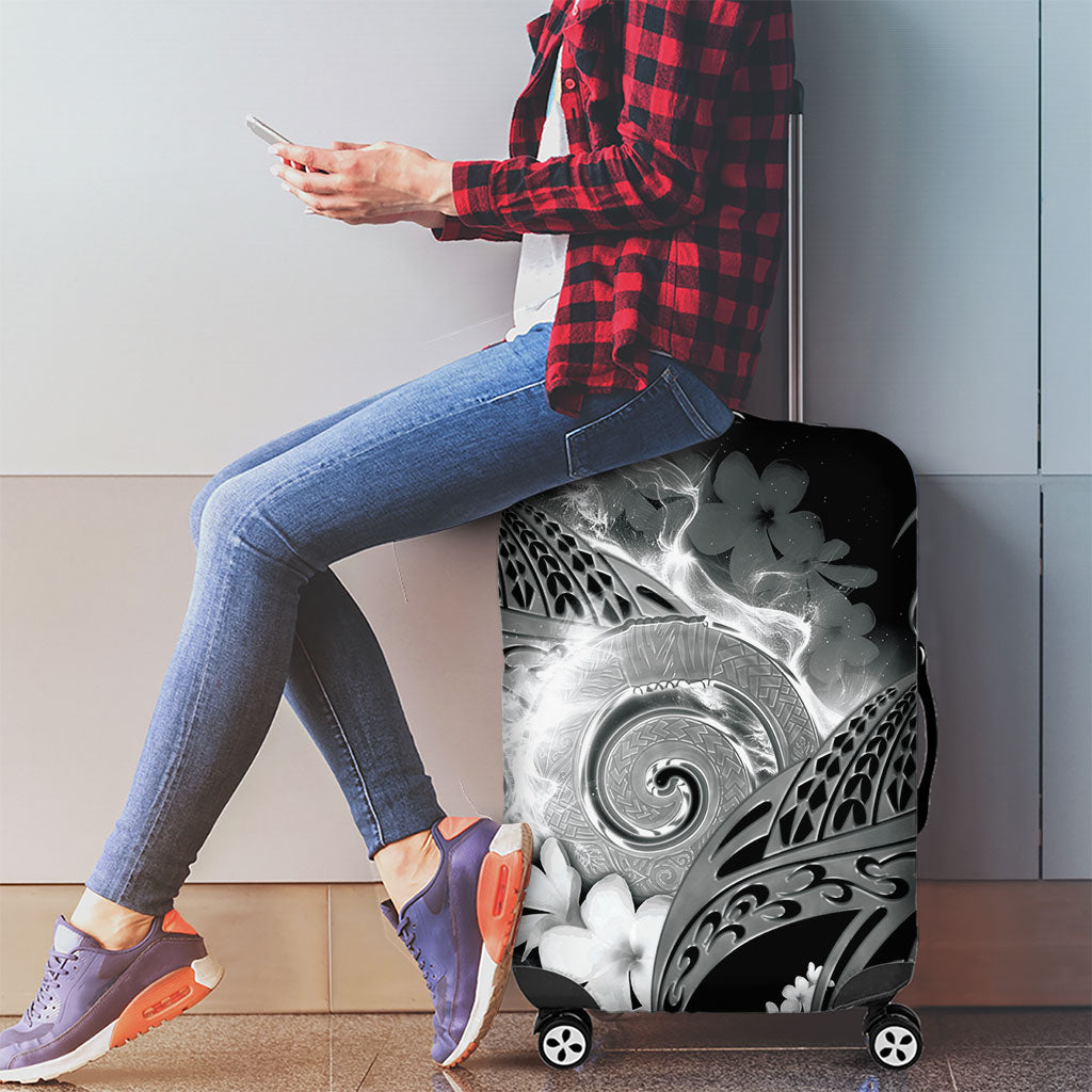 Piko Hawaiian Luggage Cover Monochrome Galaxy Spiral Plumeria Tribal Patterns