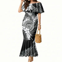 Piko Hawaiian Mermaid Dress Monochrome Galaxy Spiral Plumeria Tribal Patterns