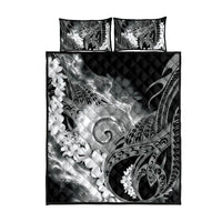 Piko Hawaiian Quilt Bed Set Monochrome Galaxy Spiral Plumeria Tribal Patterns