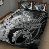 Piko Hawaiian Quilt Bed Set Monochrome Galaxy Spiral Plumeria Tribal Patterns