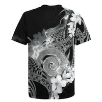 Piko Hawaiian Rugby Jersey Monochrome Galaxy Spiral Plumeria Tribal Patterns