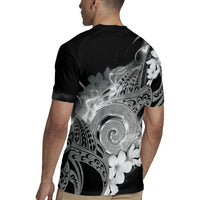 Piko Hawaiian Rugby Jersey Monochrome Galaxy Spiral Plumeria Tribal Patterns
