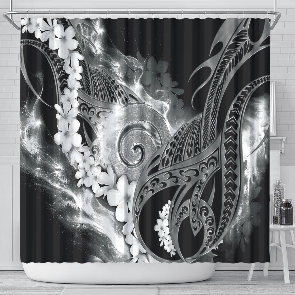 Piko Hawaiian Shower Curtain Monochrome Galaxy Spiral Plumeria Tribal Patterns