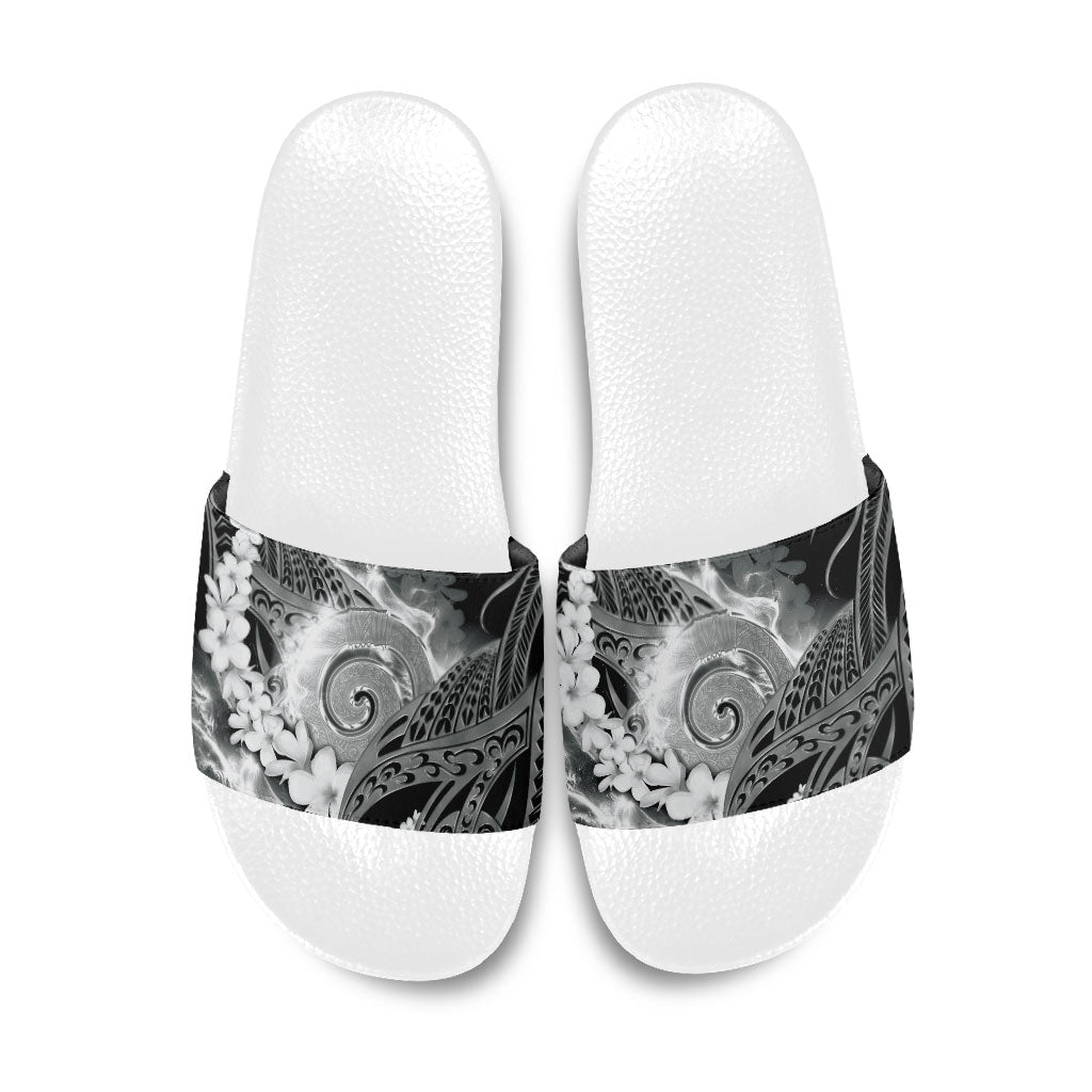 Piko Hawaiian Slide Sandals Monochrome Galaxy Spiral Plumeria Tribal Patterns