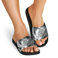 Piko Hawaiian Slide Sandals Monochrome Galaxy Spiral Plumeria Tribal Patterns