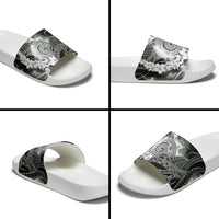 Piko Hawaiian Slide Sandals Monochrome Galaxy Spiral Plumeria Tribal Patterns