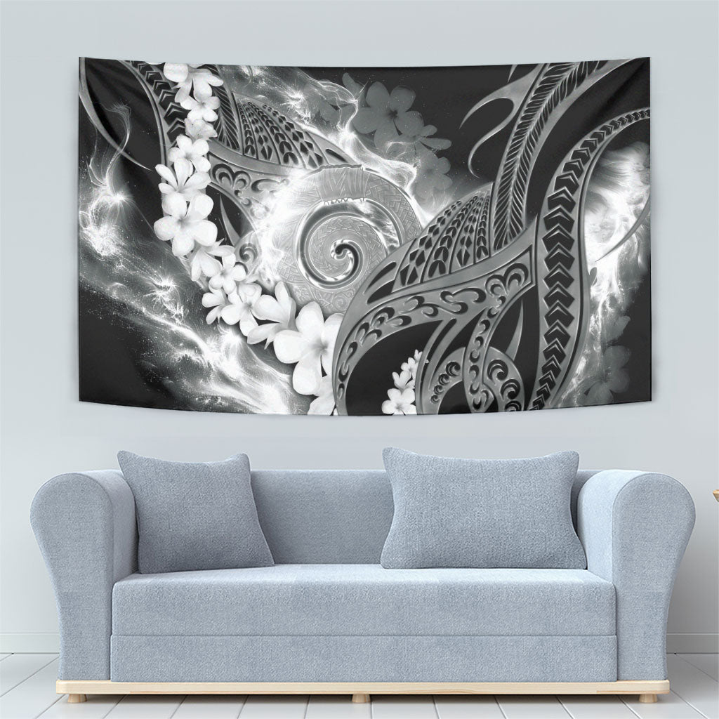 Piko Hawaiian Tapestry Monochrome Galaxy Spiral Plumeria Tribal Patterns